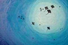 Płaszczki eskadra, 90x120cm, akryl, płótno