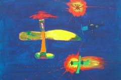Samoloty, 90x100cm, akryl, płótno