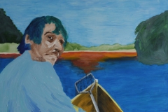 Wakacyjny kicz z Rafałem zamiast jelenia, 90x100cm, akryl, płótno
